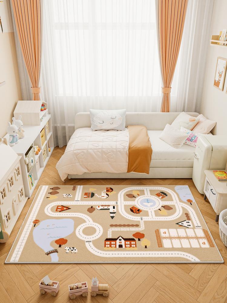 

Fluffy Soft Boy Child Bedroom Decor Carpet Car Track Pattern Plush Mat Large Area Carpets for Living Room Home Thick Bedside Rug 80*120cm