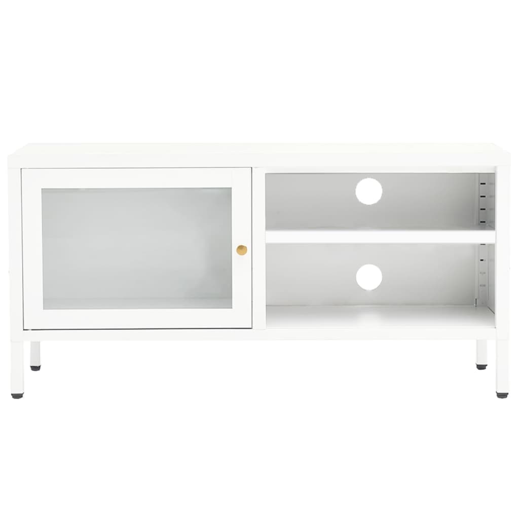 Vidaxl Szafka Pod Telewizor, Biała, 90X30X44 Cm, Stal I Szkło