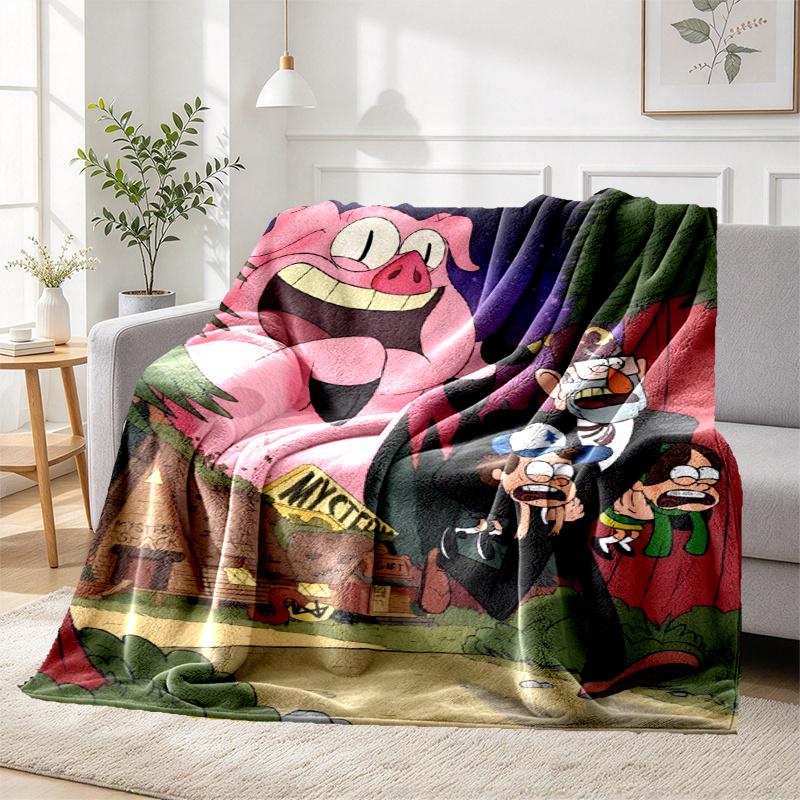 Gravity Falls Pattern Blanket for Home Decoration, Bed, Sofa, Car Travel, Camping, Suitable for All Seasons, Birthday Christmas Gift