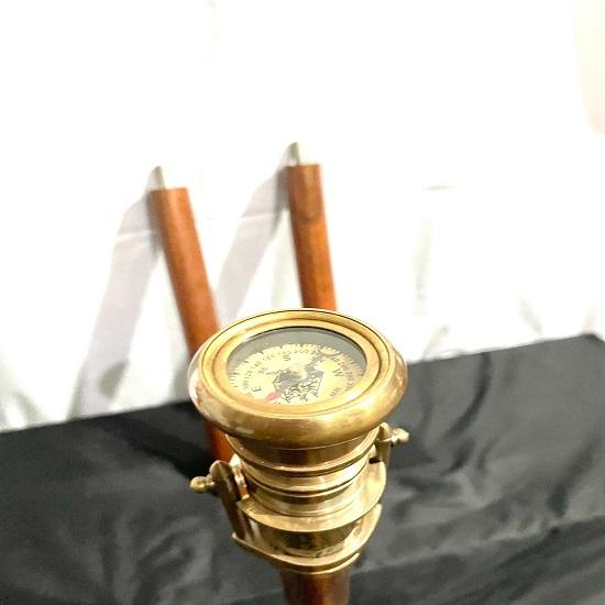 

Морская трость для ходьбы Деревянная палка с латунным телескопом и компасом наверху