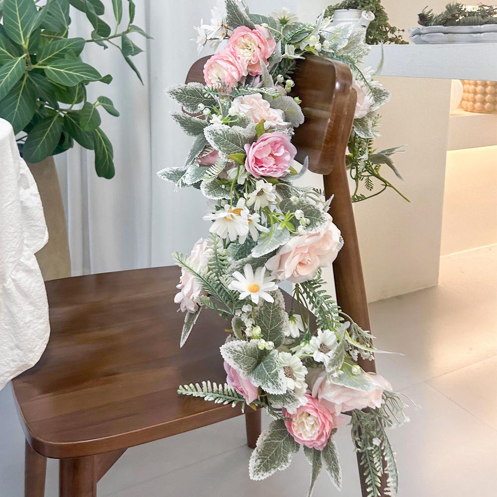 Artificial Imitation Rose Vine 1.8 Meters, Fake Flower Vine Home Outdoor Wedding Background Decoration