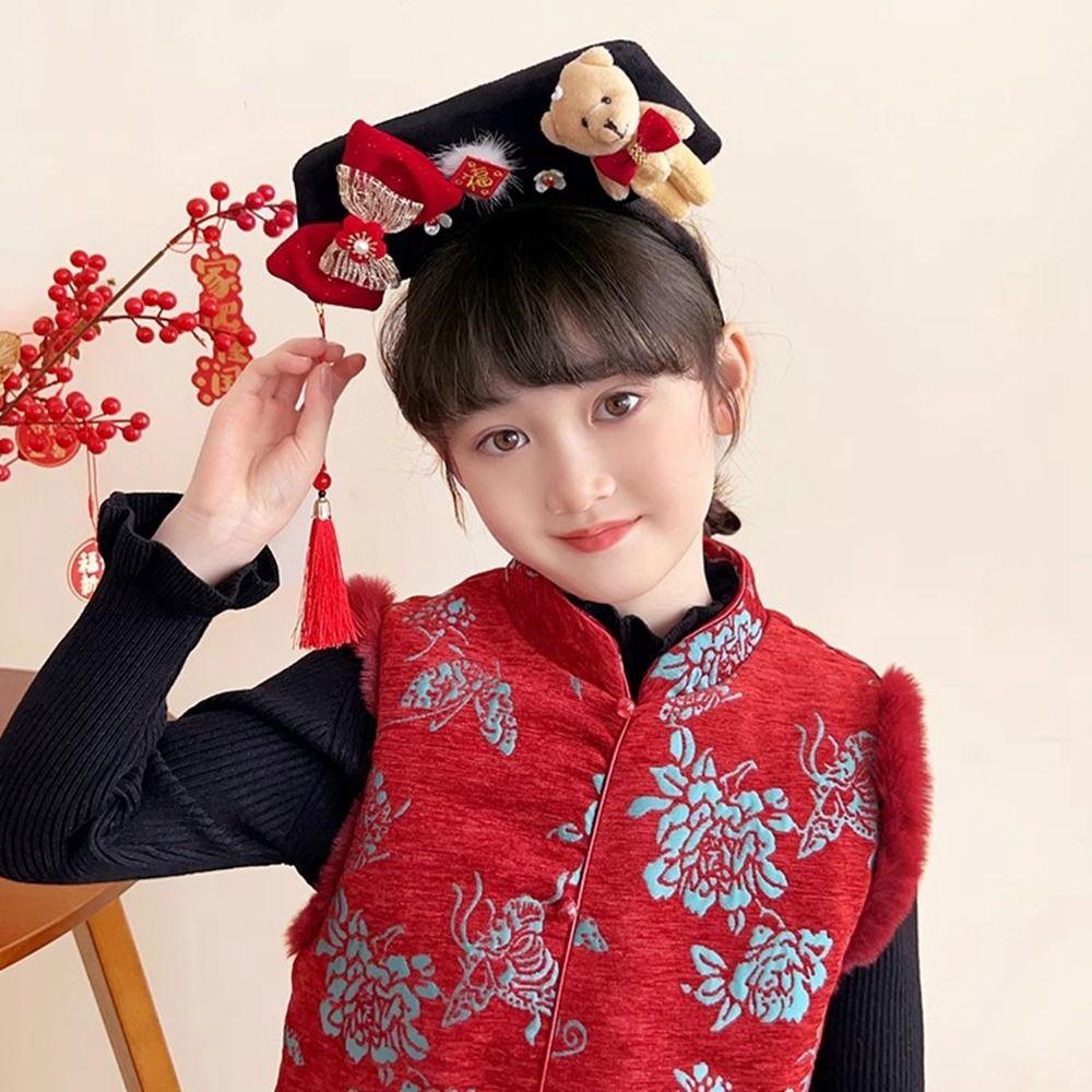 Snake Year Chinese Style Headwear Velvet Bow Hanfu Headwear Ancient Style Gege Headband  Women