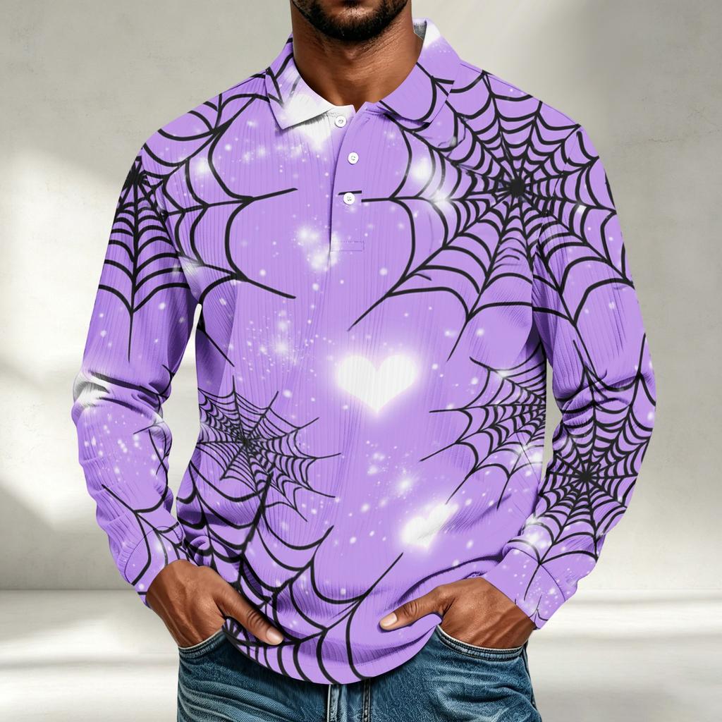Men's Long Sleeve Shirt Halloween Print Loose Fit Casual Top