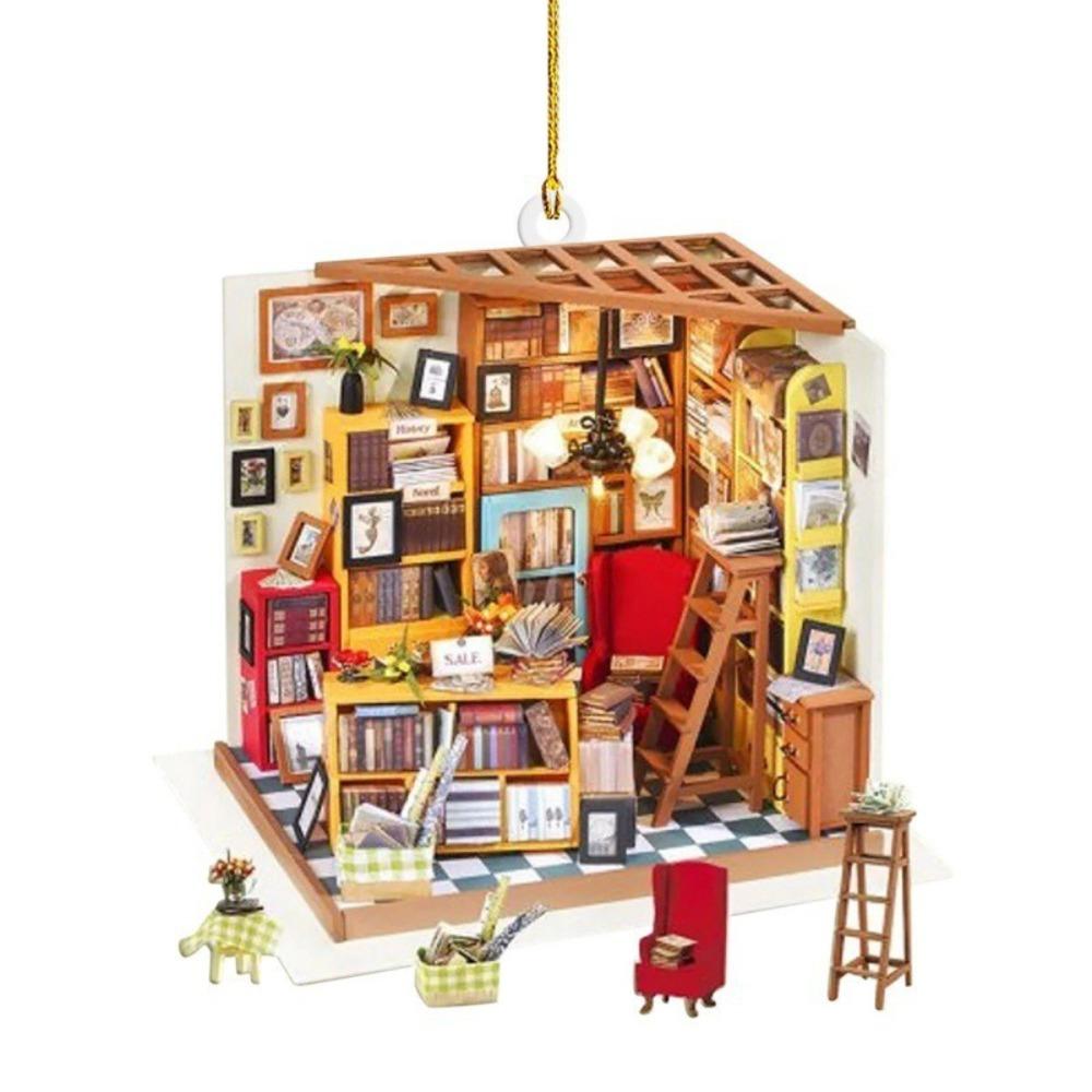 Acrylic Bookshelf Pendant 2D XMAS Decor Hanging New Christmas Tree Pendant  Noel