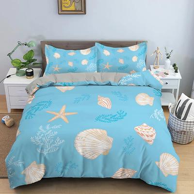 Marine Life Duvet Cover Seashell Starfish Cartoon Duvet Cover Adults King Queen Size Beach Theme Bedroom Decorative for Women