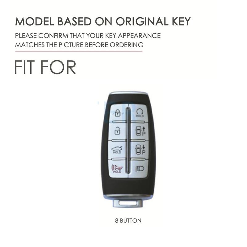 8 Bottons Genuine Leather Auto Key Fob Cover Remote Case Fit For Hyundai Genesis G70 G80 G90 Eq900 Gv80 Gv70 Gv60 Gv80 Gv90 Bh Dh G60 Auto