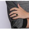 Keisha Lena Men Black Stone Signet Rings Stylish Rhombus Design Male Ring Gifts Jewelry