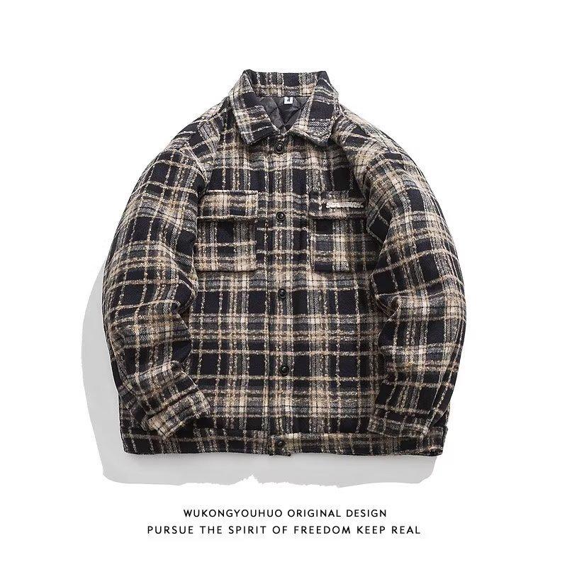 

Men s Trendy Plaid Jacket - Youthful, Literary Lapel Long Sleeve for Spring/Autumn XL чорний