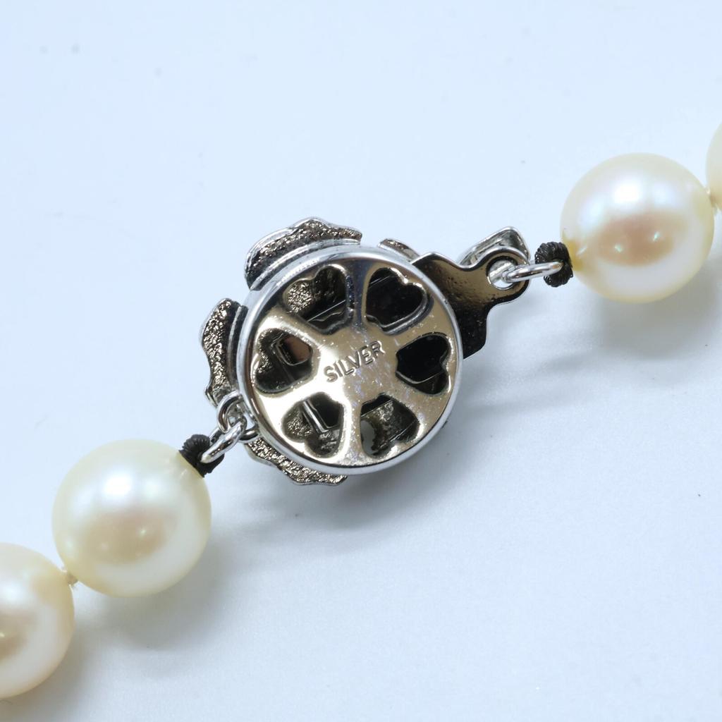 SV925 SILVER clasp 0.3" pearl Necklace Silver / WhiteUsed