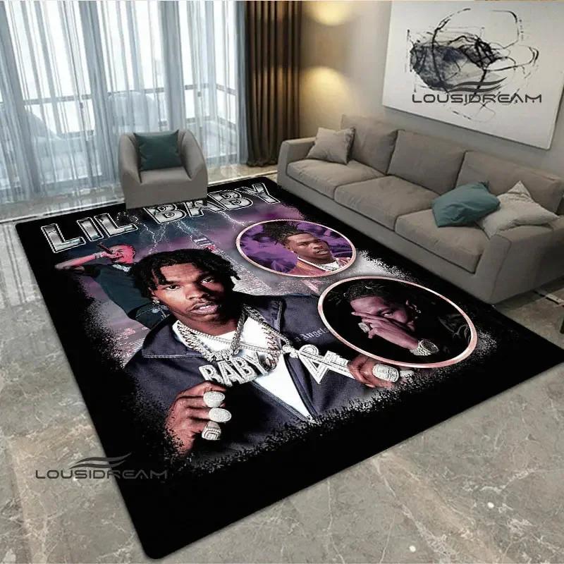 2026 Hip-hop singer Lil Baby carpet Non-slip carpet Yoga mat carpets for living room area rug Door pad anime rug birthday gift
