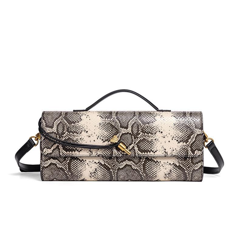 

Модная и высококлассная нишевая женская сумка-багет на плечо с узором змеиной кожи ручной работы 31.5*4*11cm