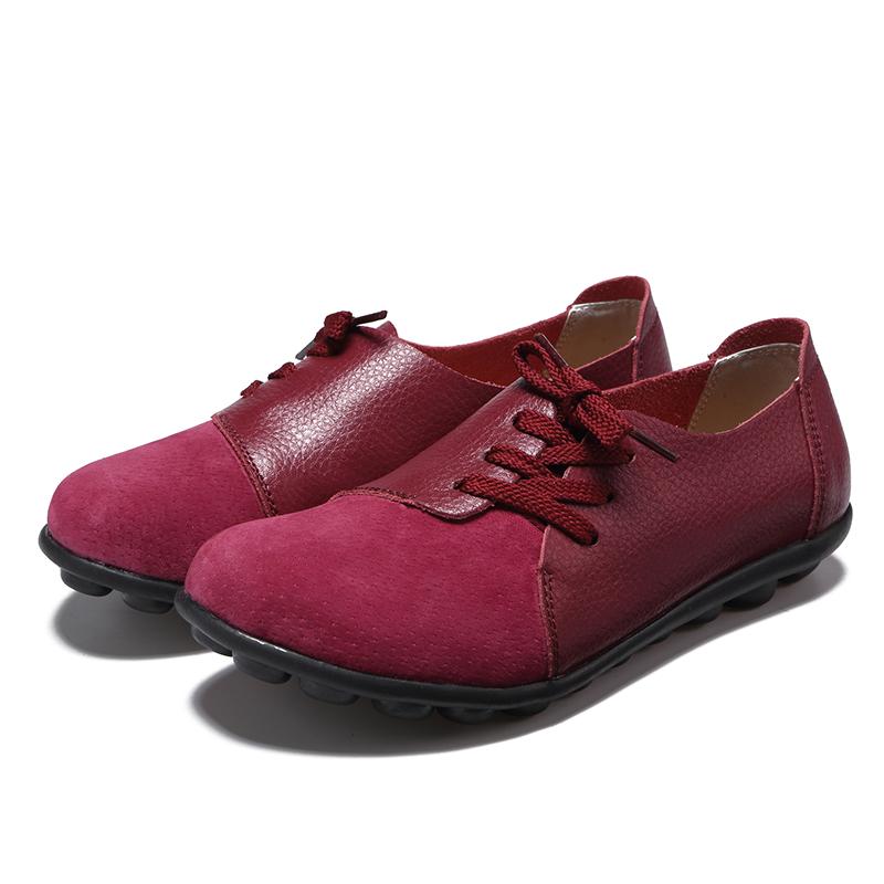 Fashion Women Shoes Genuine Leather Casual Flats Sneakers Women Spring Autumn Ballet Flats Patchwork Designed Non-slip Fashion New Casua