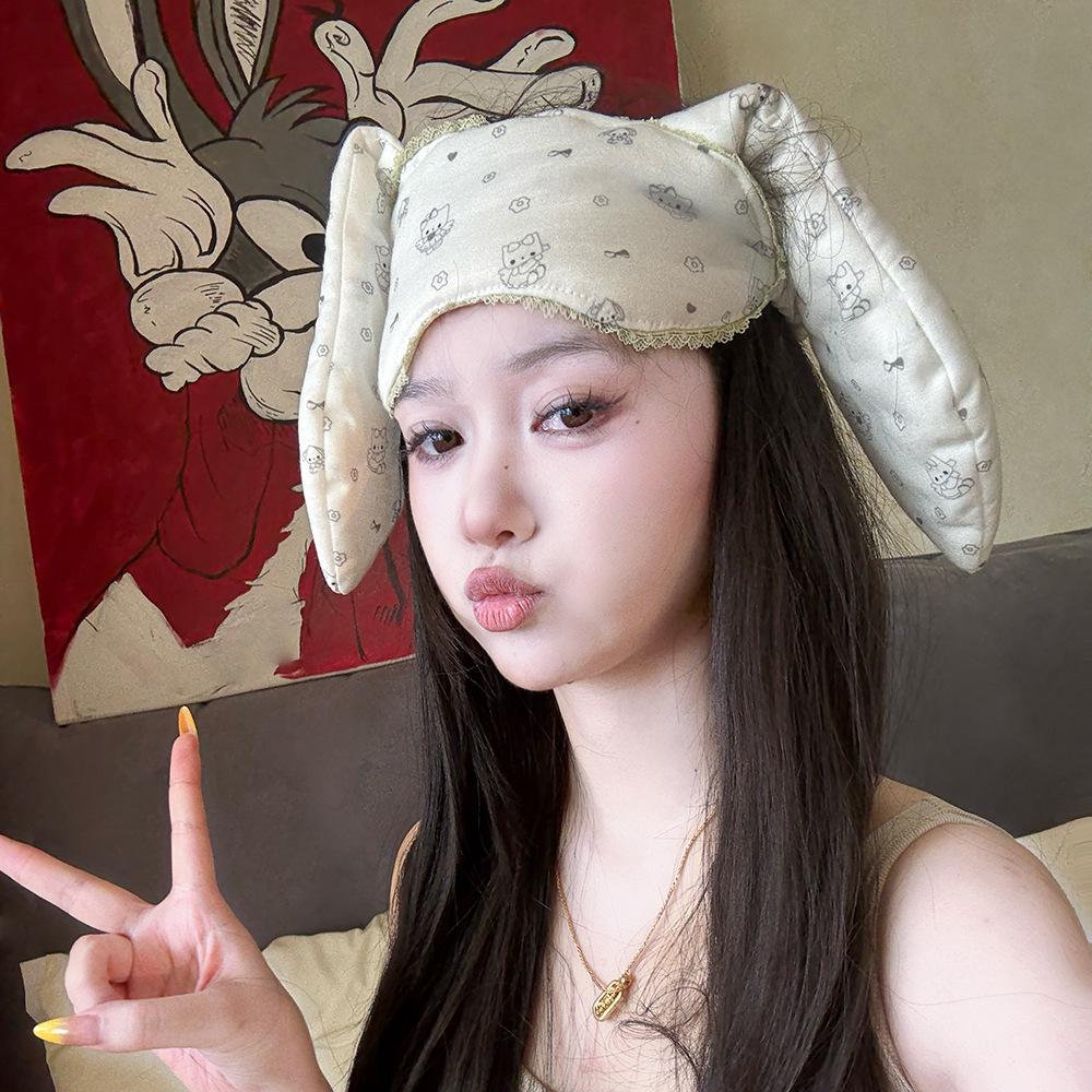 Adorable Bunny Ears Lace Eye Mask - Women's Anime Cartoon Sleep Shade