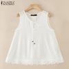 ZANZEA Women Summer Round Neck Sleeveless Lace Vests