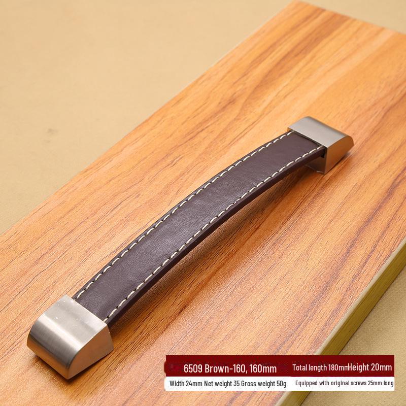 

Квадратная ручка из черной коричневой кожи для мебели и шкафов