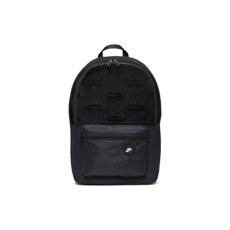 Nike Heritage Velvet Patch Logo Solid Fabric Backpack Unisex Backpack Black DB3892-010 Black