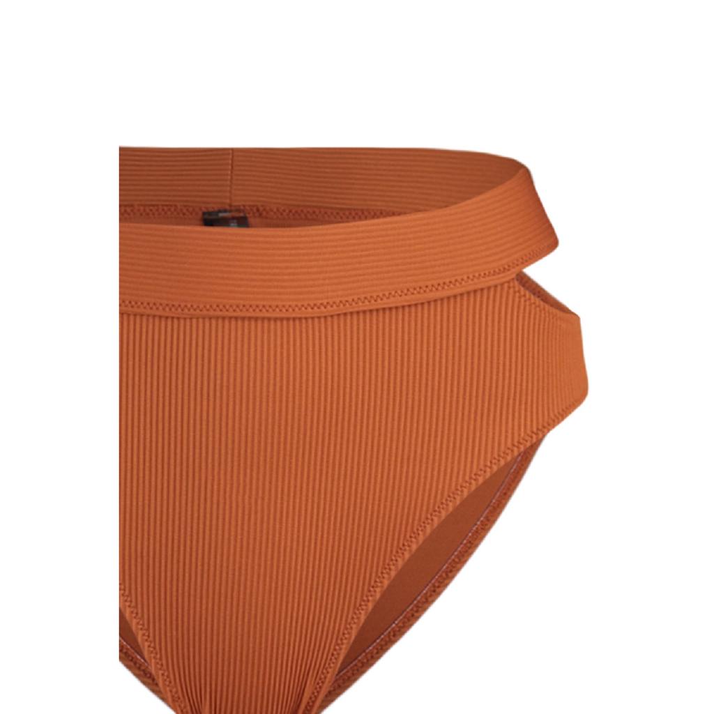 Blaue strukturierte Bikinihose mit hoher Taille und Cut-Outs/Fenstern Tbess21ba0215