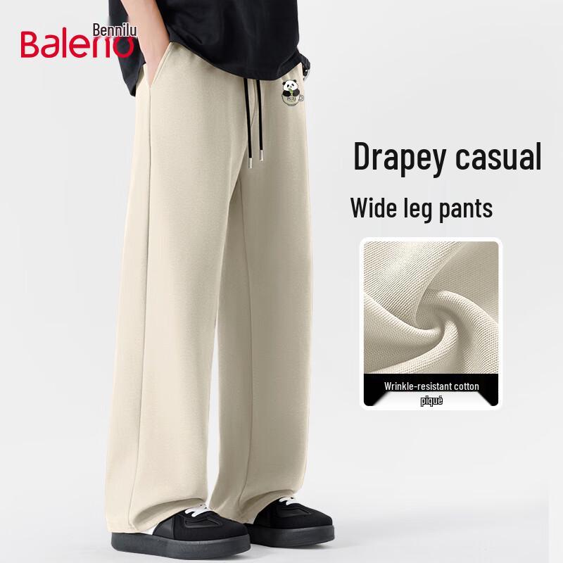

Baleno Men s Chinese Style Pique Cotton Wide-Leg Casual Pants 4XL