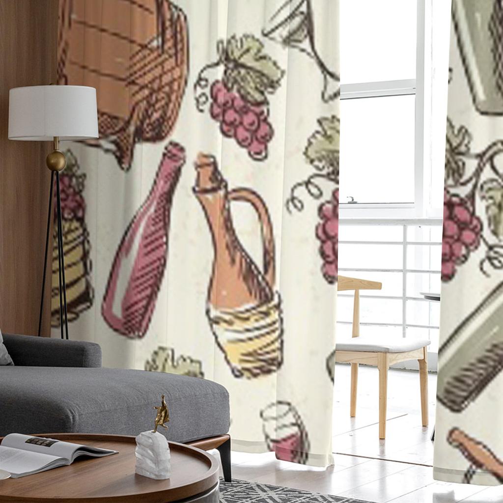 Wine Vintage Sheer Curtains for Living Room Transparent Tulle Window Treatments Bedroom Kitchen Home Decor Veil Drapes