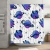 Space Pattern Shower Curtain with Rings Blue and Purple Space Nebula Print for Bathroom Decorations Home Accessories Size72 x 78