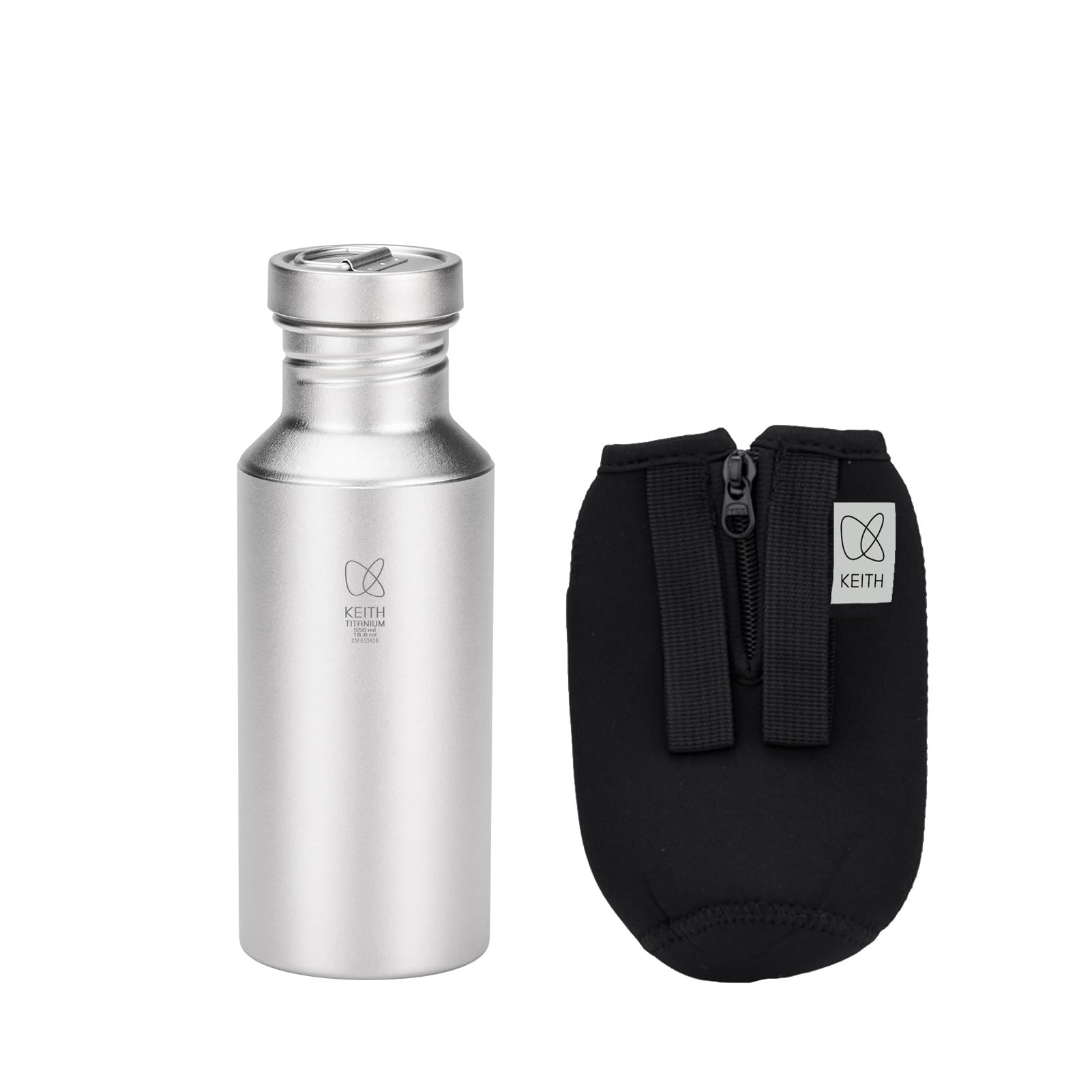 

KEITH TITANIUM 550ml Titanium Water Bottle, a sports titanium bottle. This dishwasher-safe, portable, and ultra-lightweight bottle makes a great gift