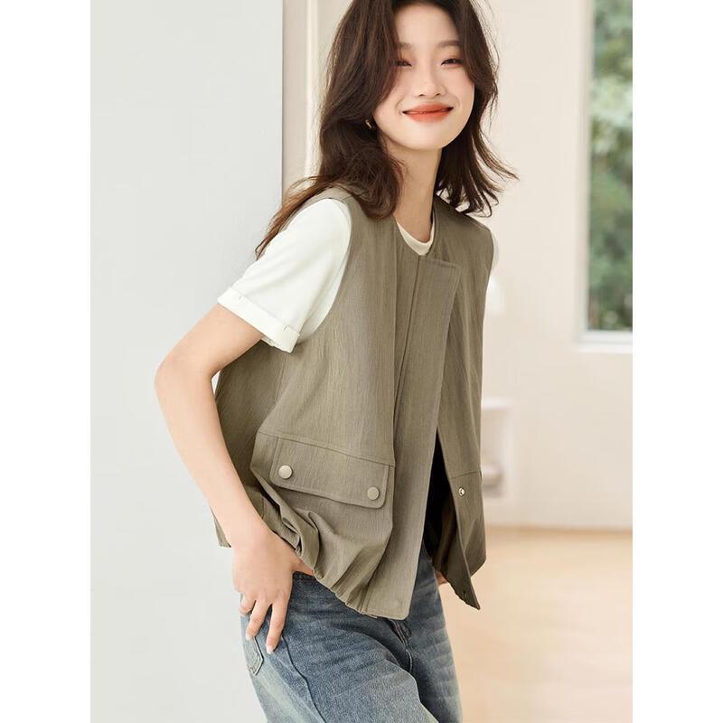 Women's Cotton Workwear Sleeveless Vest Jacket