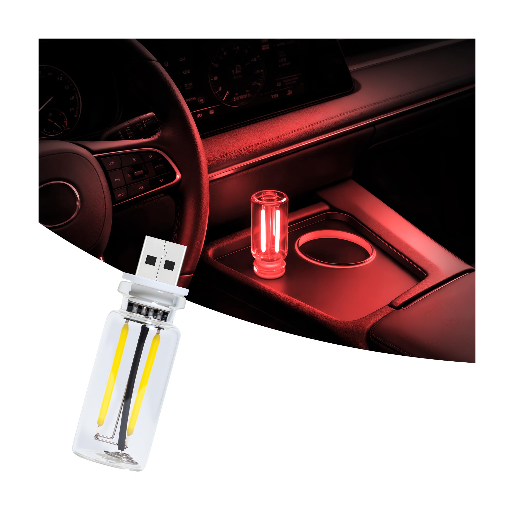 Retro USB Car Night Light, Touch Dimmable LED Filament Light 1pcs красный