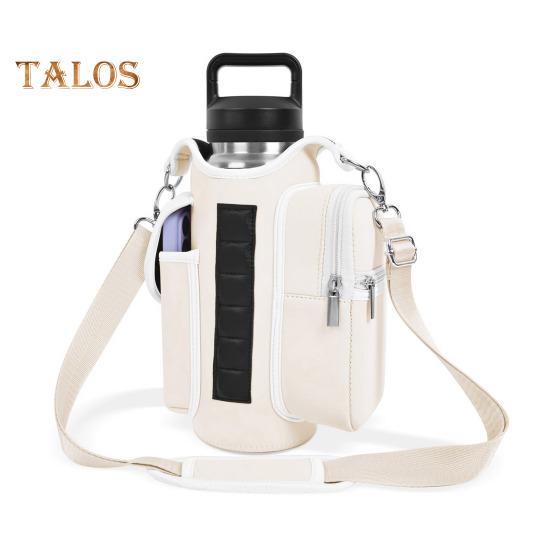 

Магнитный держатель для бутылки с водой, сумка через плечо, водонепроницаемая сумка для чайника из Оксфорда для спортзала, походов на открытом воздухе, фитнеса, органайзера для необходимых вещей бежевый