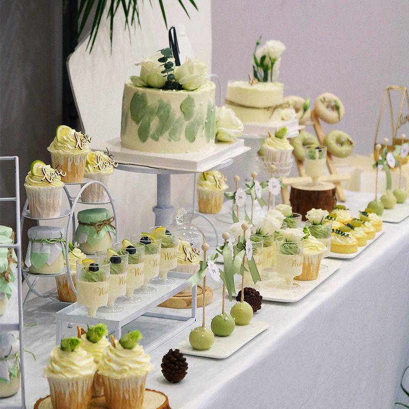 Wrought Iron Cake Stand: White Dessert Table Centerpiece for Weddings and Buffets