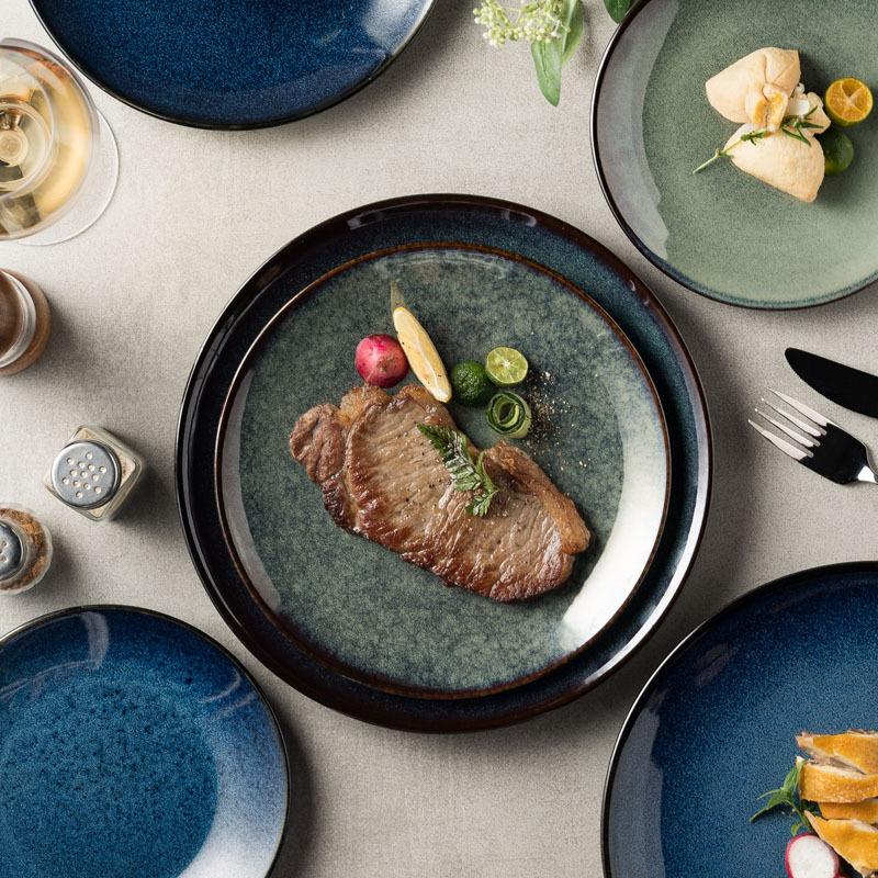Ceramic Plate Personalized Japanese Tableware Western Dish Plate Creative Home Dish Plate Hotel Restaurant Steak Plate Plating