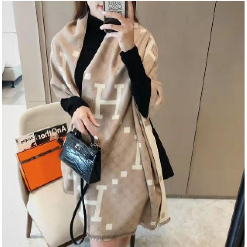 Premium Double-Sided Jacquard Houndstooth Scarf Wrap Women Winter Fall Warm Cotton Blend Shawl 185x70cm