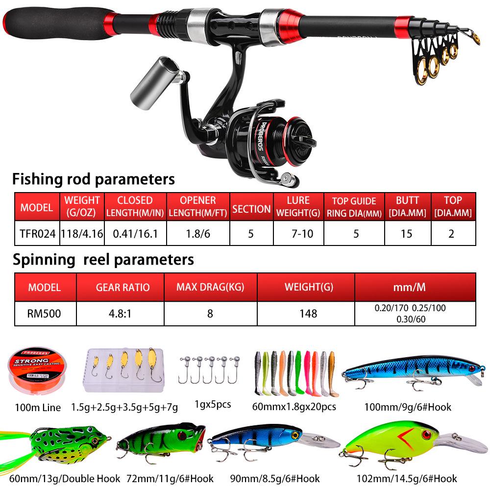 Lure Sea Rod Set: Ultralight Carbon Casting Rod with Long Cast Spinning Reel and Tackle Bag