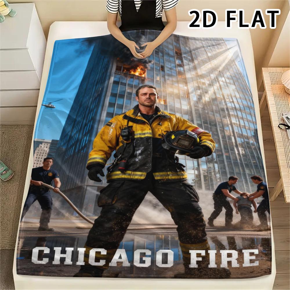 1 Pezzo Coperta in Flanella con Stampa Chicago Fire, Alta Qualità Confortevole per Tutte le Stagioni, Decorazione per la Casa, Calore e Comfort, Perfetta per Regali di Natale