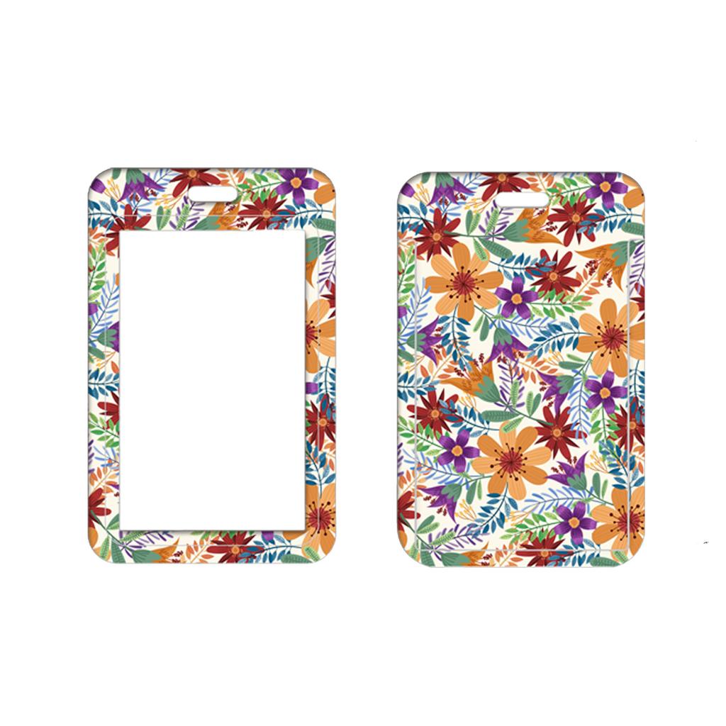 1pcs Staff Work Card Cover Holder Neck Strap Retractable Badge Reel Clip Floral Employee's ID Name Card Card Cover Case Lanyard