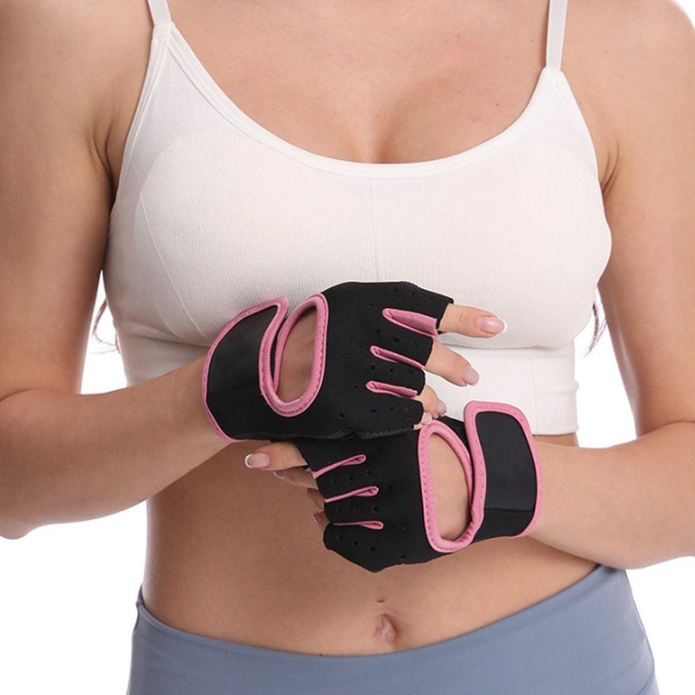 Hollow Back Fitness Gloves Breathable Fitness Gym Mittens Half Finger  Women Men