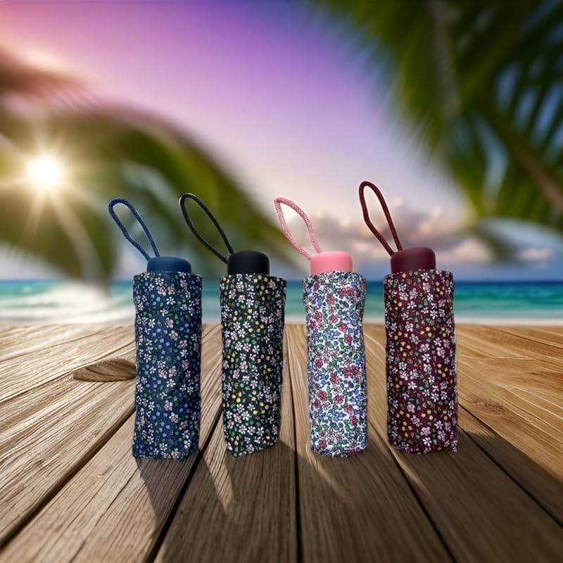 No-brand item ladies folding umbrella compact lightweight cute floral pattern blue