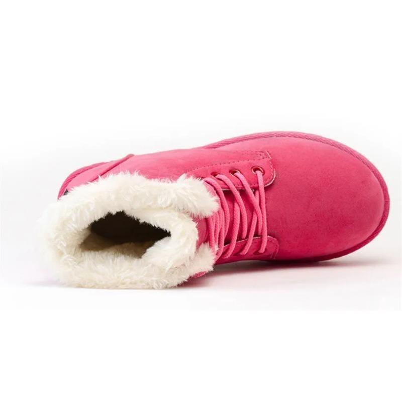 2025 Women Winter Snow Boots Warm Flat Plus Size Platform Lace Up Ladies Women's Shoes New Flock Fur Suede Ankle Boots 35-43