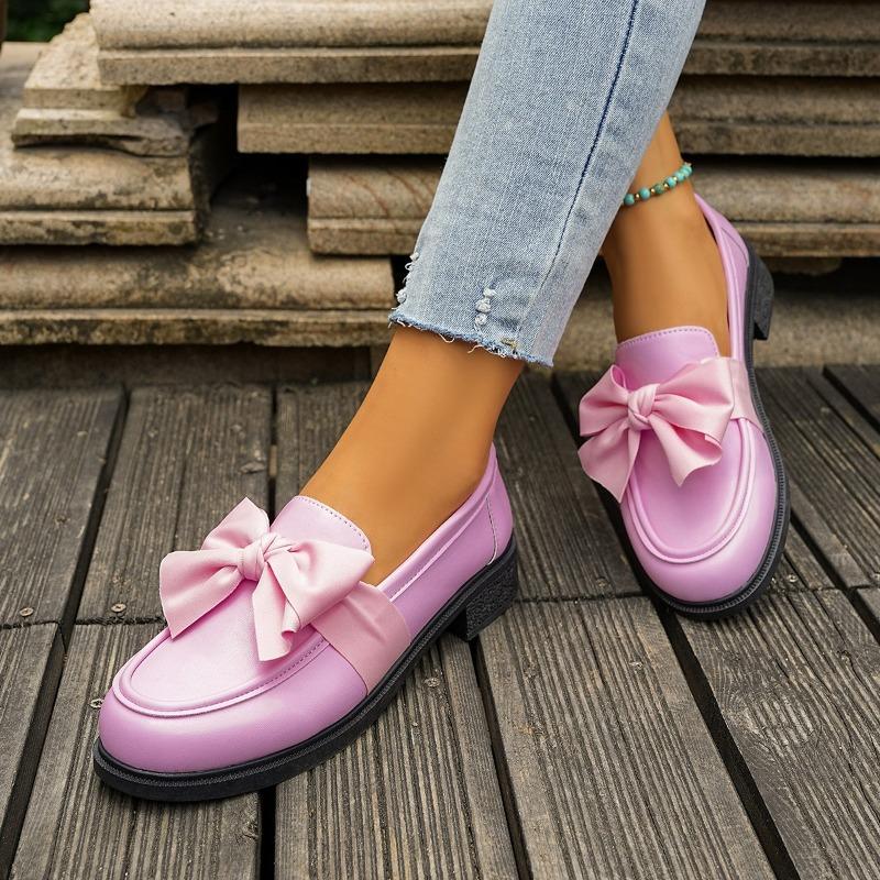 

Мода Большой бант Круглый носок Глубокий вырез Платформа Слипы Противоскользящие Износостойкие Квадратный каблук Лоферы Одинарные 43 лавандовый