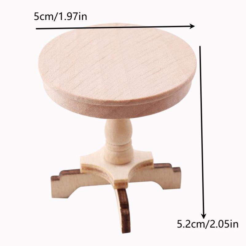 1:12 Dollhouse Miniature Coffee Table Small Round Table Original Wood Table Furniture Home Model Decor Toy Doll House Accessorie