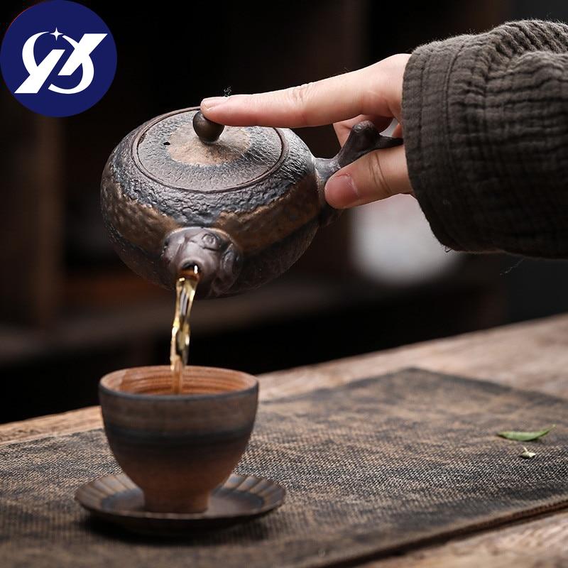 Ceramic Antique Dead Wood Side Handle Teapot Portable Kettle Handmade Tea Pot Tea Cup Drinkware Kung Fu Tea Set