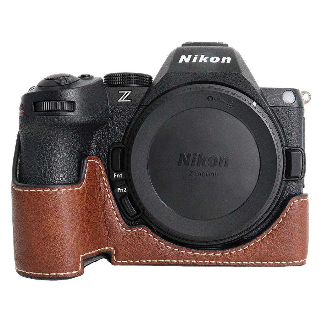 Kinokoo Z5 II Nikon Z5 II Kamera PU Leder Retro Stil Halbe Schutzhülle für Nikon Z5 Mark II mit Öffnung an der Unterseite und Handgriff-Design Hülle,