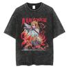 Anime Demon Slayer Rengoku Kyoujurou Print T Shirt Men Women Washed Cotton Tshirts Manga Tee Harajuku Male Casual Loose T-shirt