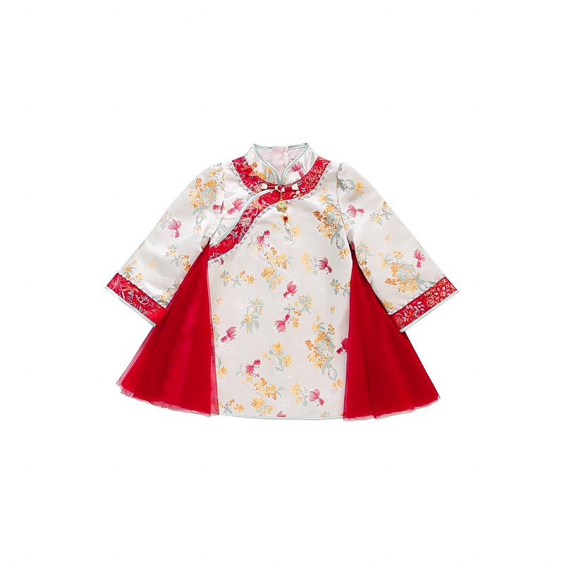 

2025 Hanfu Children s Cheongsam: Fairy-Style Spring/Autumn Dress for Girls 130cm