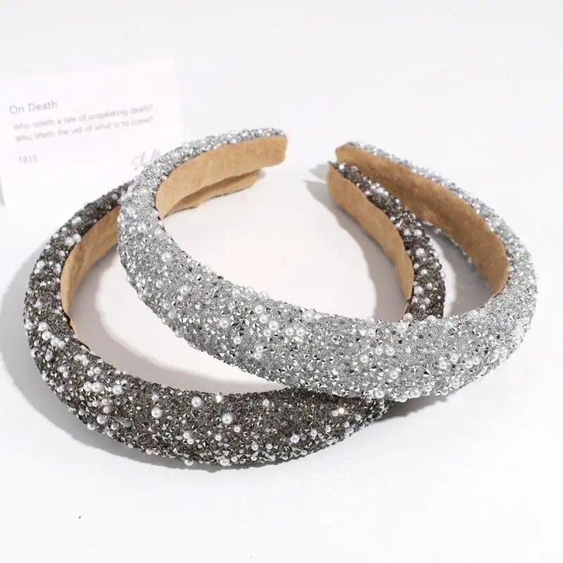 Women's Pearl-inlaid Hair Hoop Retro Fashion Pressed Wide-brimmed Hair Clip WOMEN'S Ultra-sparkly Light Luxury Hair Accessories