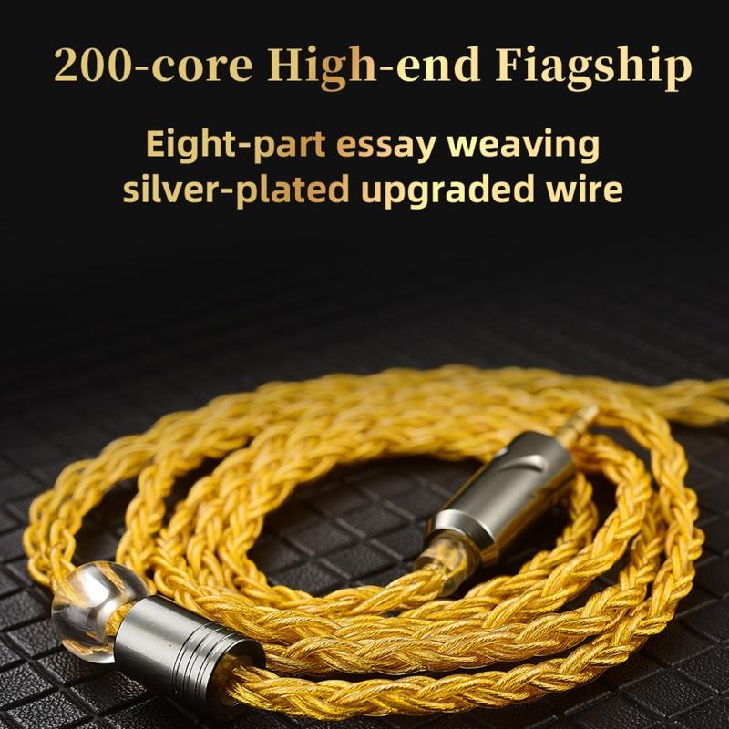 8Core Silver Plated Earphone Wire for QKZ-ZXN/ZXT/AK6 Pro 0.75mm Gold Plated Plug Earphone Extension Cable
