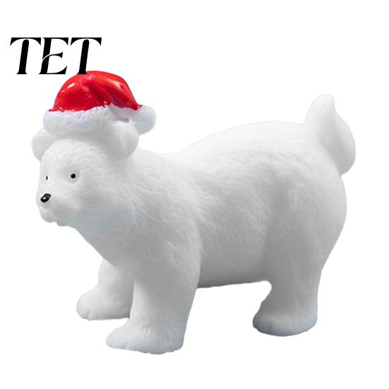 Holiday Display Ornaments Miniature Polar Bear Figurines, Durable Synthetic Resin Animal Indoor Outdoor Statues Ornaments, Decorative Accents