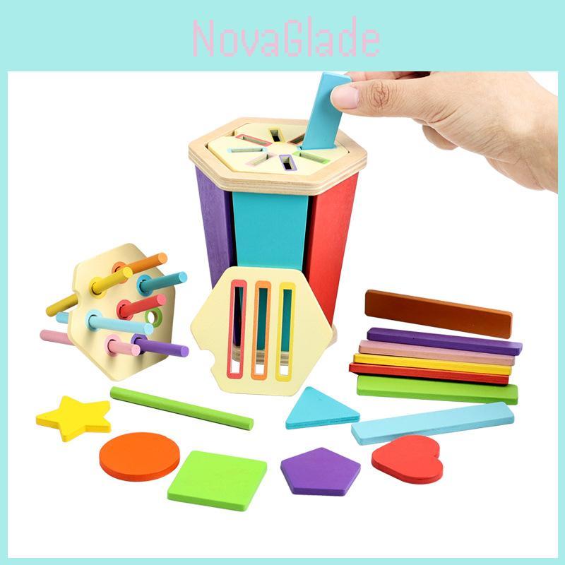 Holzfarbsortierbecher Lernspielzeug für Kleinkinder und Früherziehung