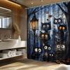 "Spooky Halloween Cat Shower Curtain - Perfect For Haunted Bathroom Decor. High-Quality Fabric Ensures Durability And Festive