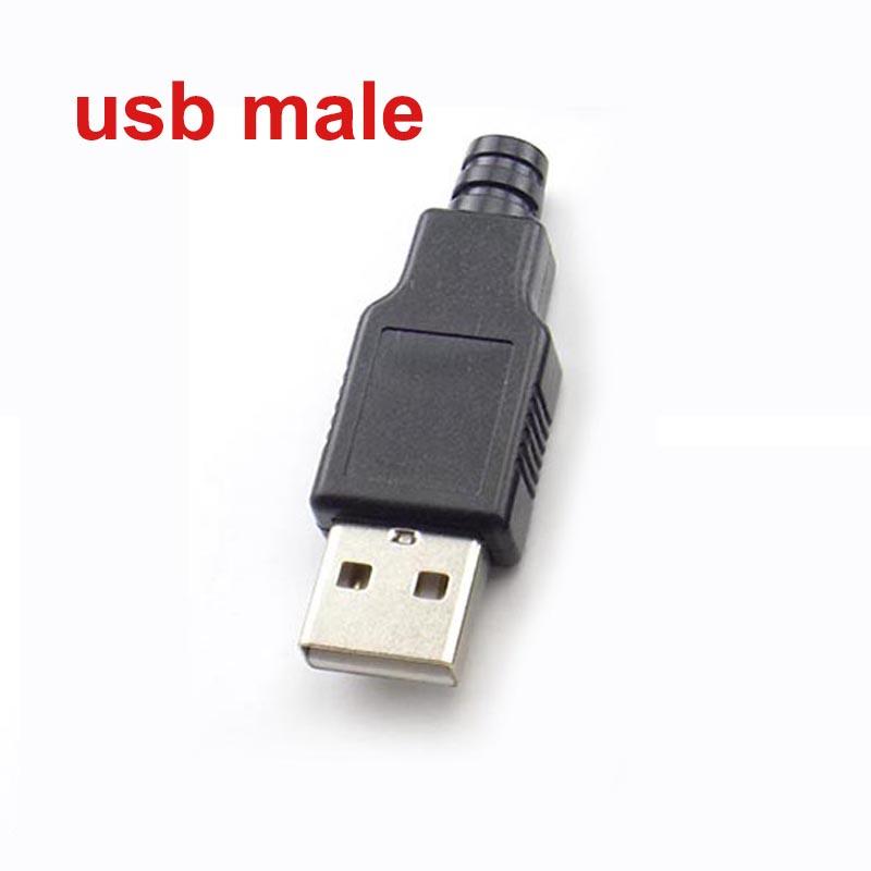

100 шт. Тип A Мужской Женский USB 4-контактный разъем разъема с черной пластиковой крышкой Тип A DIY наборы usb male