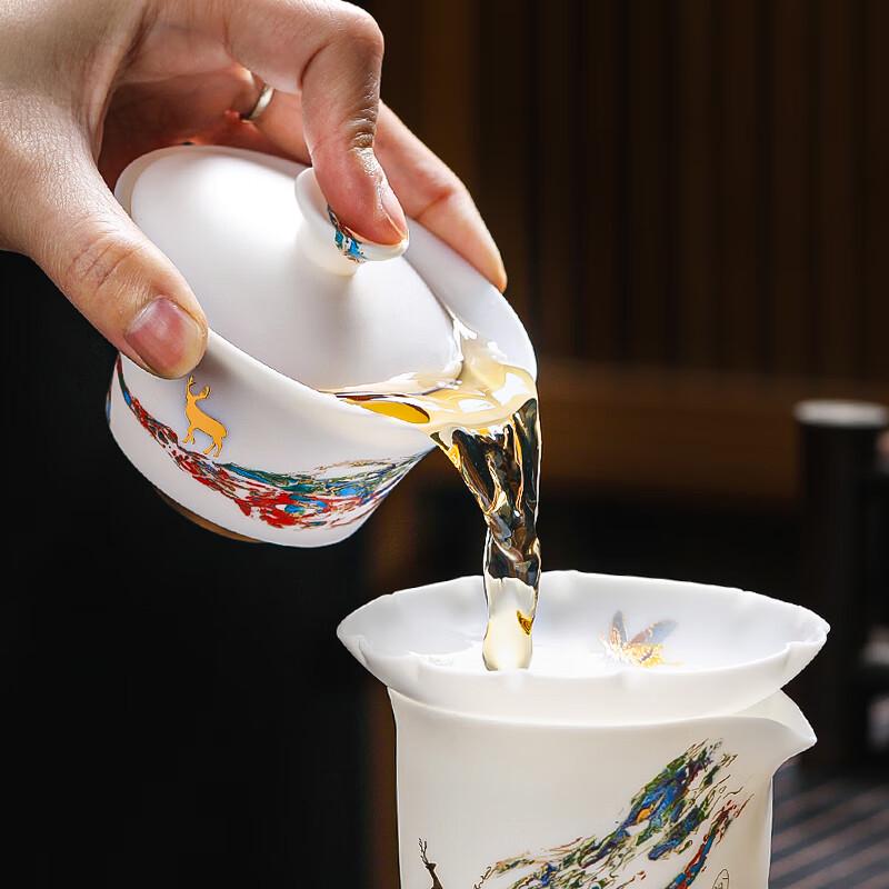 MULTIPOTENT Mutton-Fat Jade Kung Fu Tea Set, 10-Piece